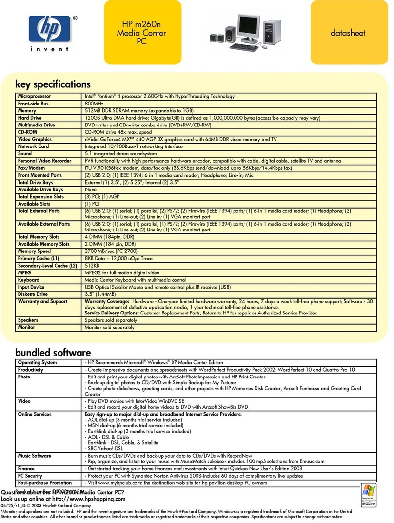 HP Media Center User manual
