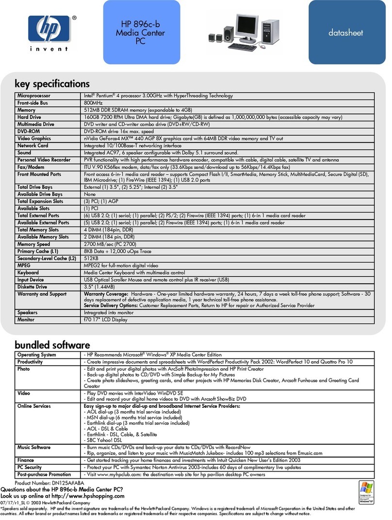 HP Media Center User manual
