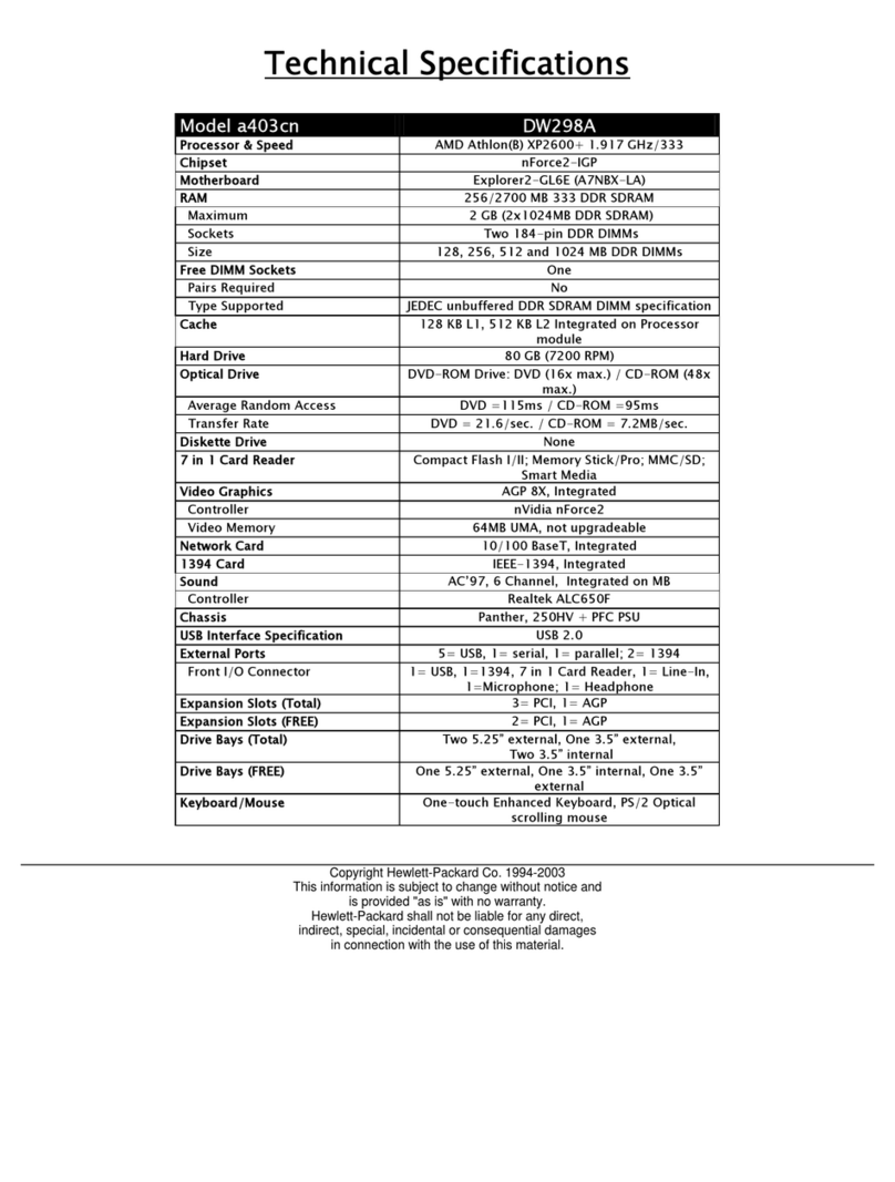 HP Pavilion a400 - Desktop PC User manual