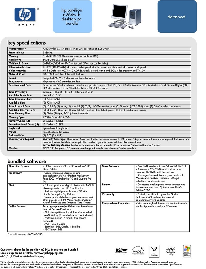 HP Pavilion a200 - Desktop PC User manual HP Pavilion a200 - Desktop PC User manual