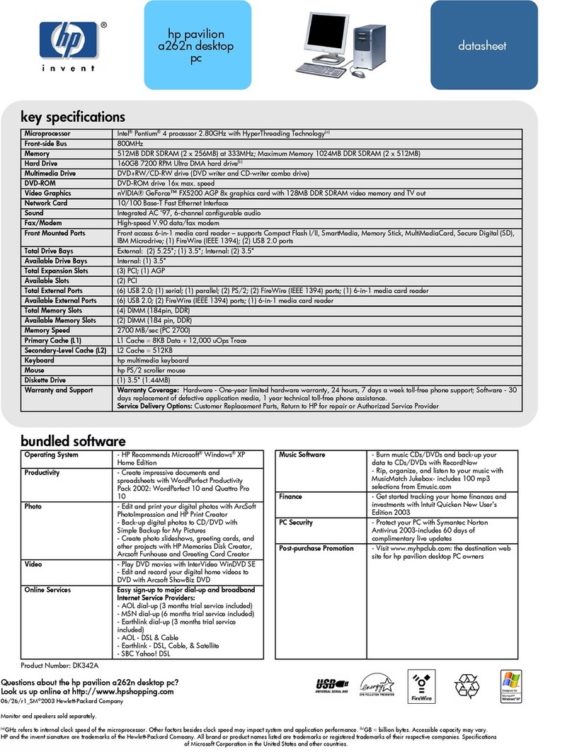 HP Pavilion a200 - Desktop PC User manual