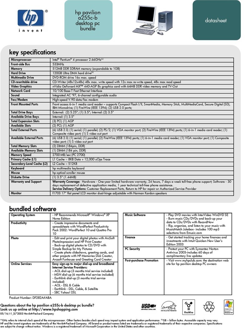 HP Pavilion a200 - Desktop PC User manual