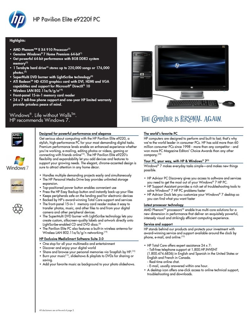 HP Pavilion Elite e9220f User manual HP Pavilion Elite e9220f User manual