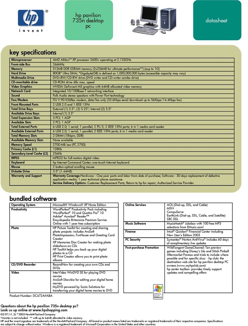 HP 742n - Pavilion - 512 MB RAM User manual