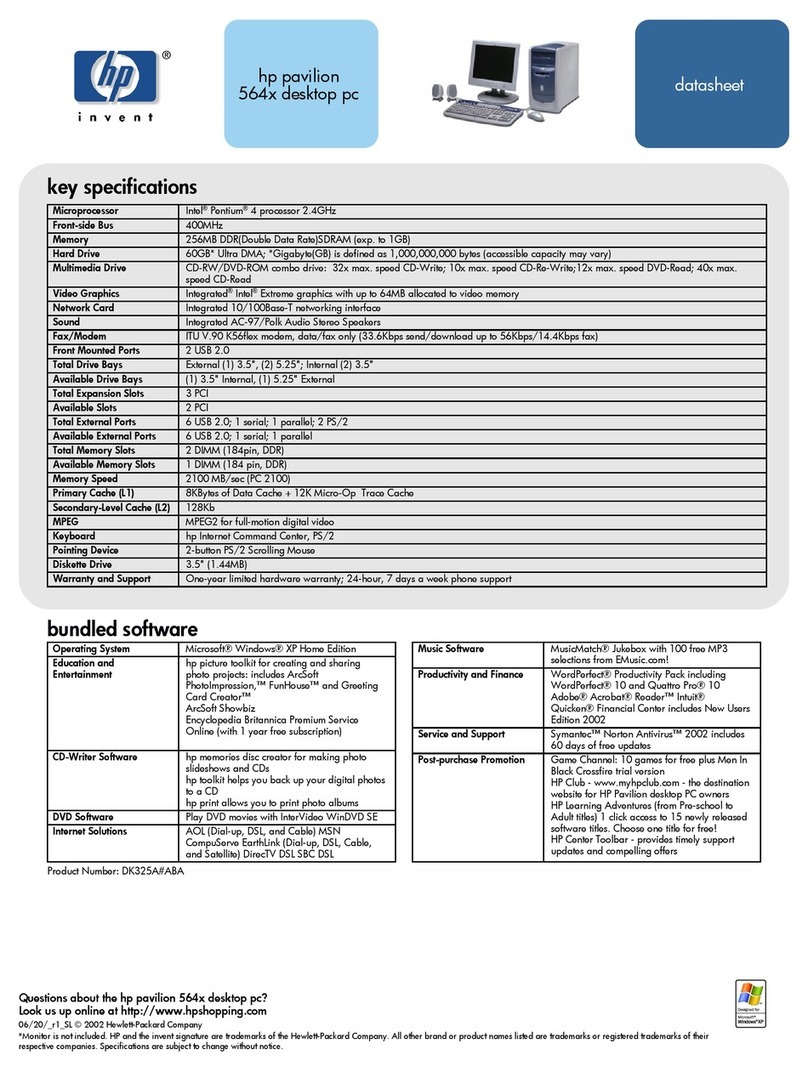 HP 512n - Pavilion - 128 MB RAM User manual