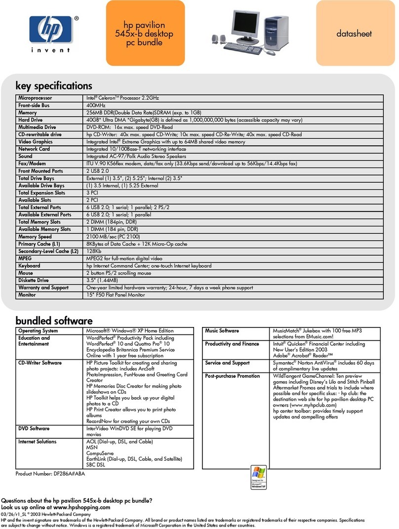 HP 512n - Pavilion - 128 MB RAM User manual