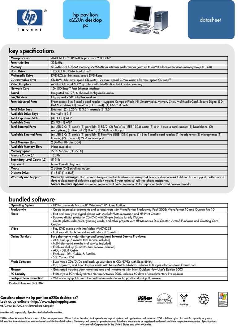 HP Pavilion a200 - Desktop PC User manual HP Pavilion a200 - Desktop PC User manual