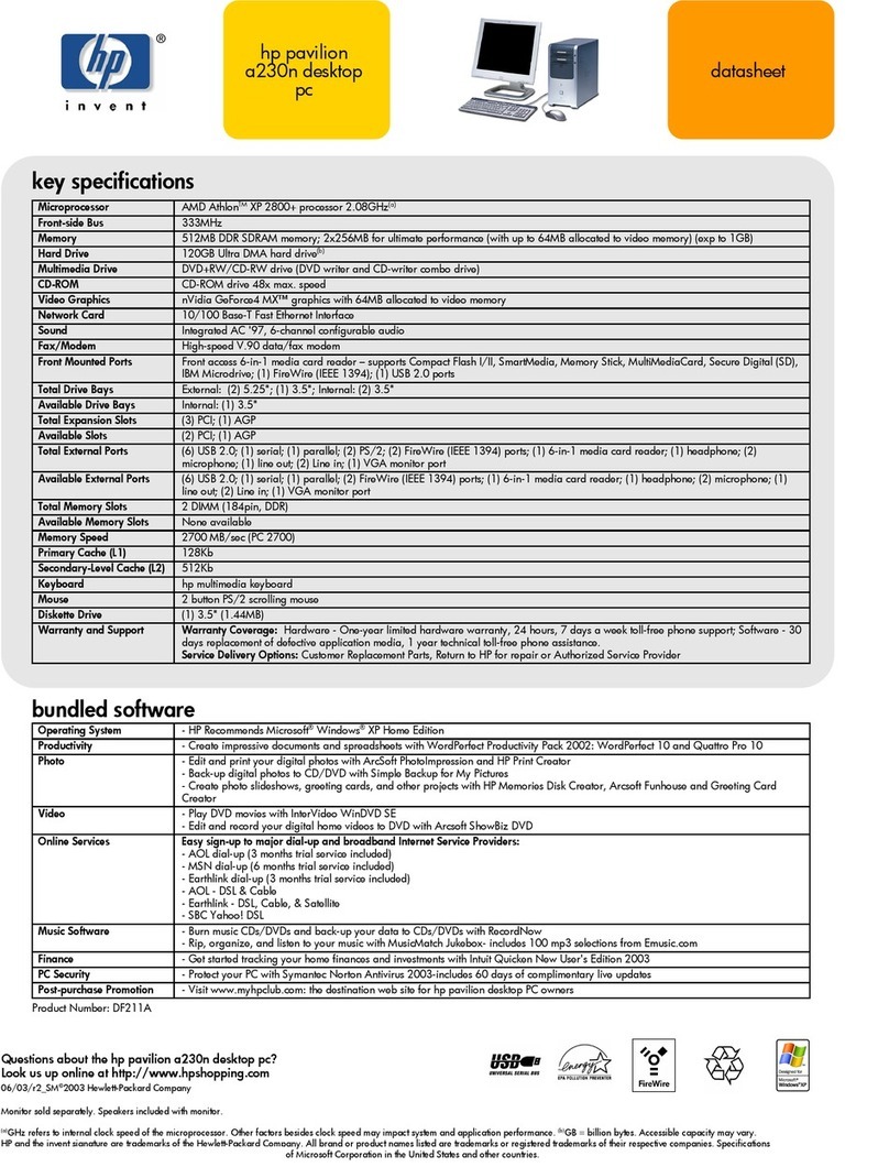 HP Pavilion a230 User manual