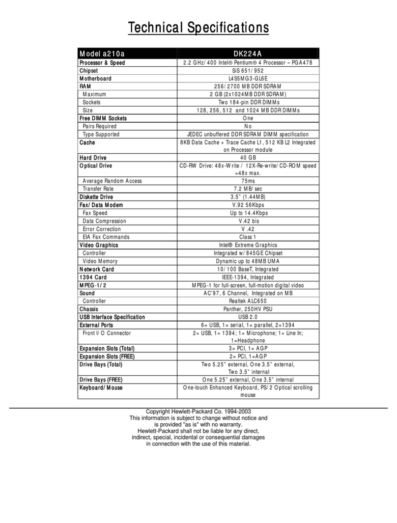 HP Pavilion a210 User manual