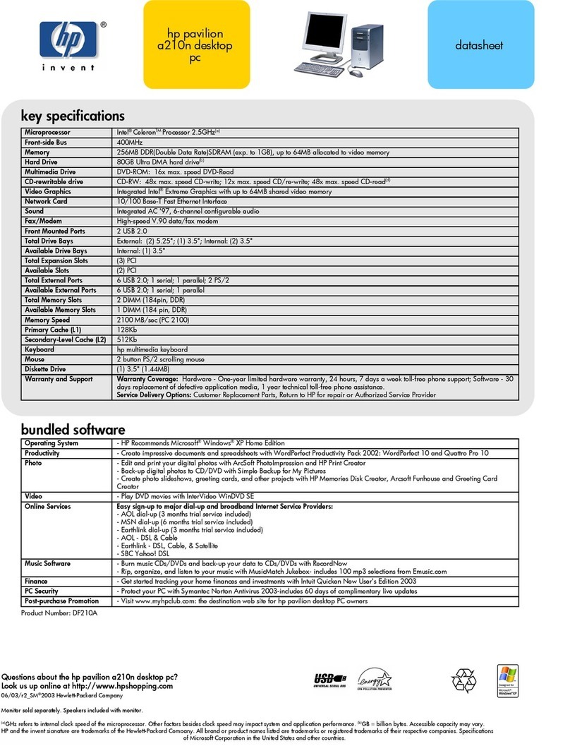 HP Pavilion a210 User manual HP Pavilion a210 User manual