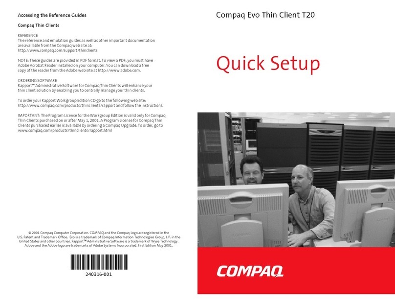 Compaq Evo Thin Client t20 Specification sheet Compaq Evo Thin Client t20 Specification sheet