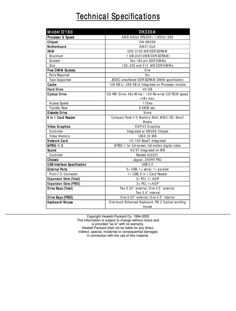 HP Pavilion t218 User manual