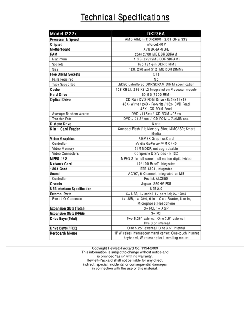 HP Pavilion t222 User manual