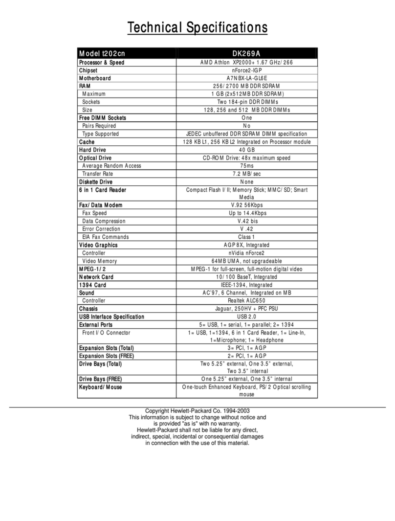 HP Pavilion t202 User manual