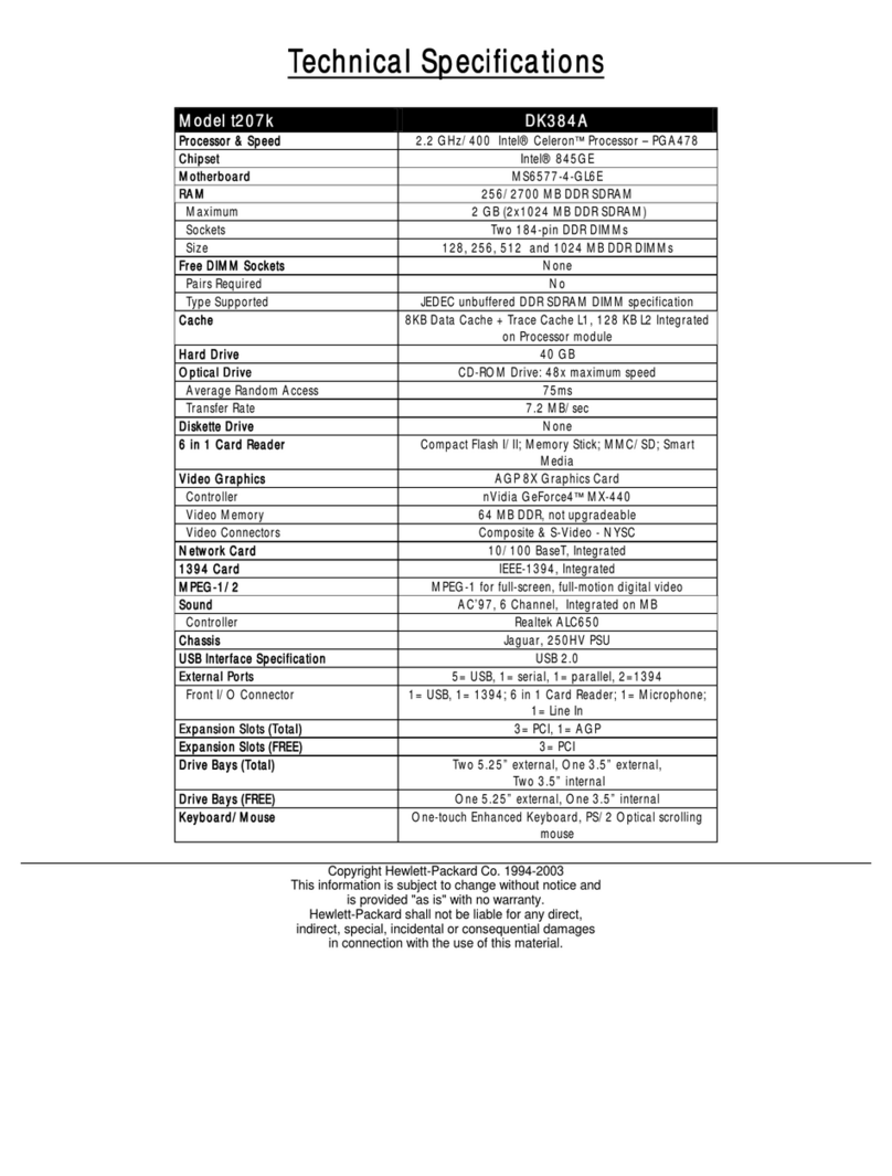 HP Pavilion t207 User manual