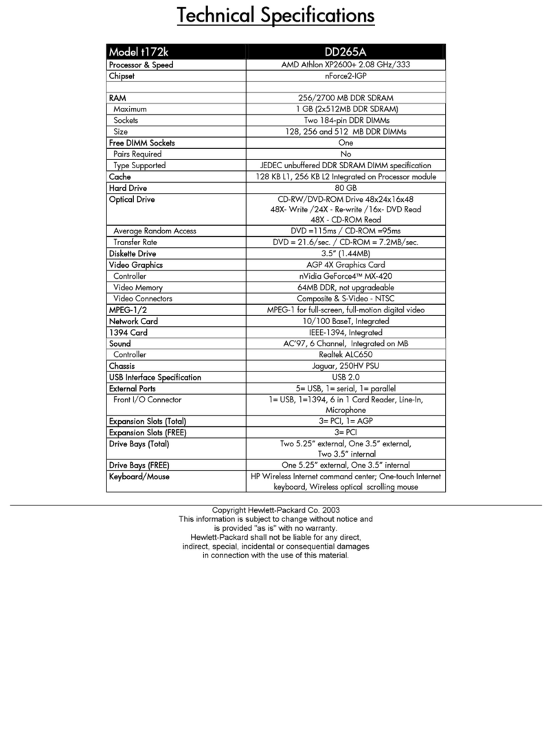 HP Pavilion t172 User manual
