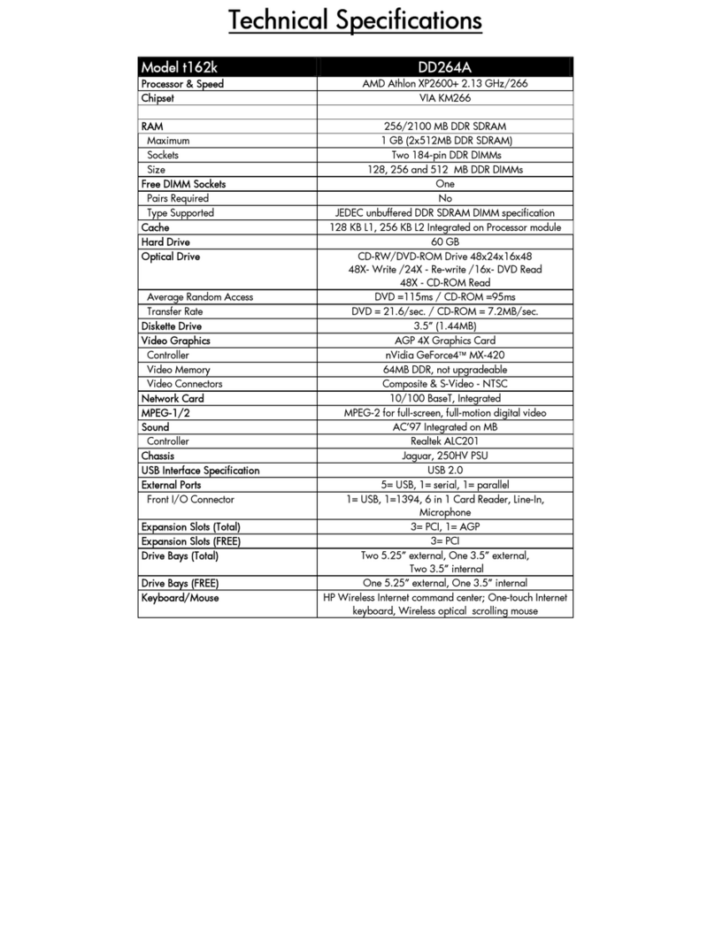 HP Pavilion t162 User manual