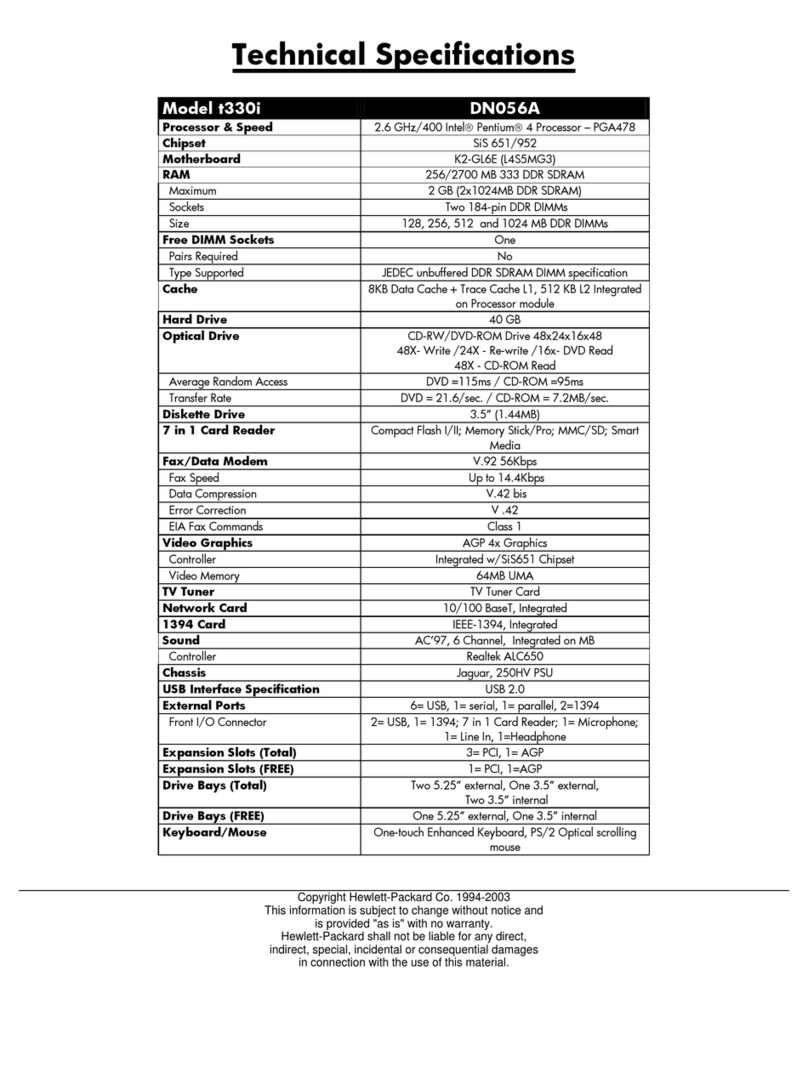HP Pavilion t330 User manual