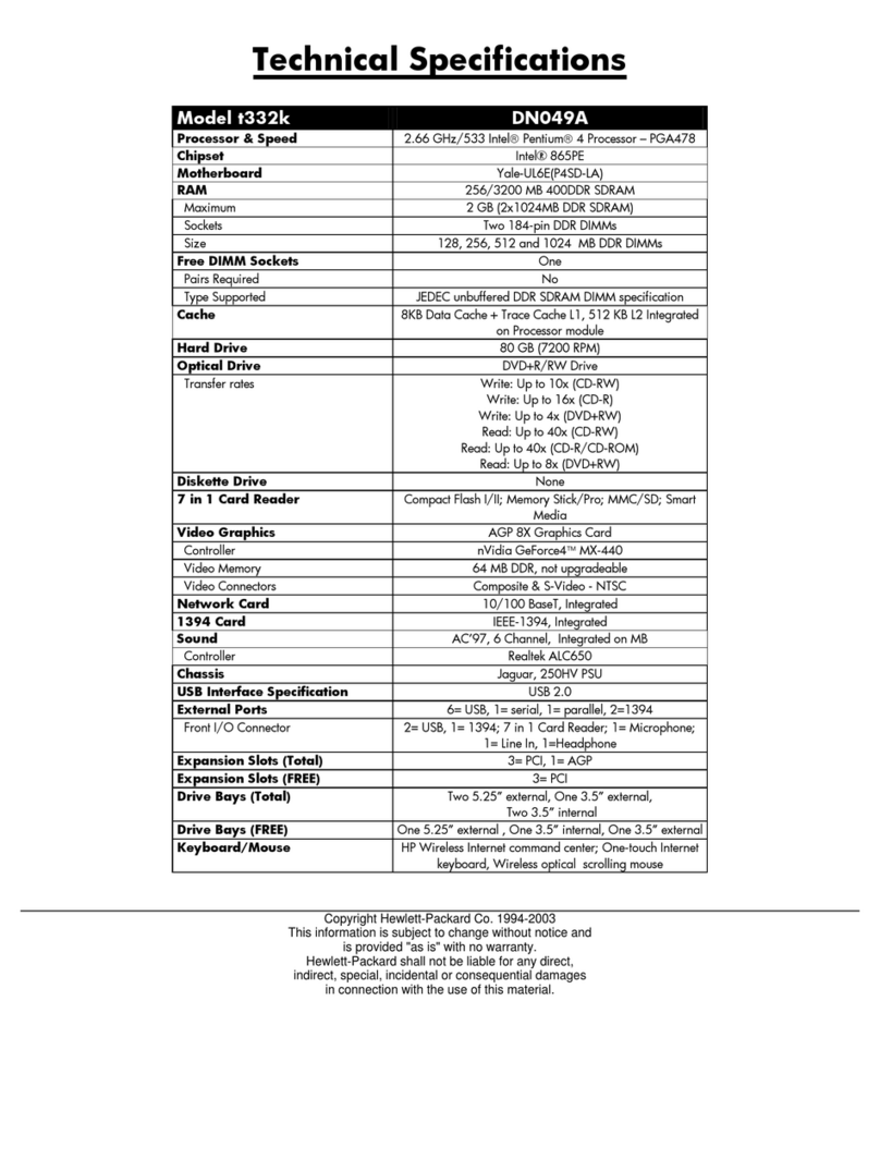 HP Pavilion t332k User manual
