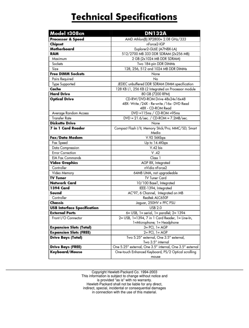 HP Pavilion t308cn User manual
