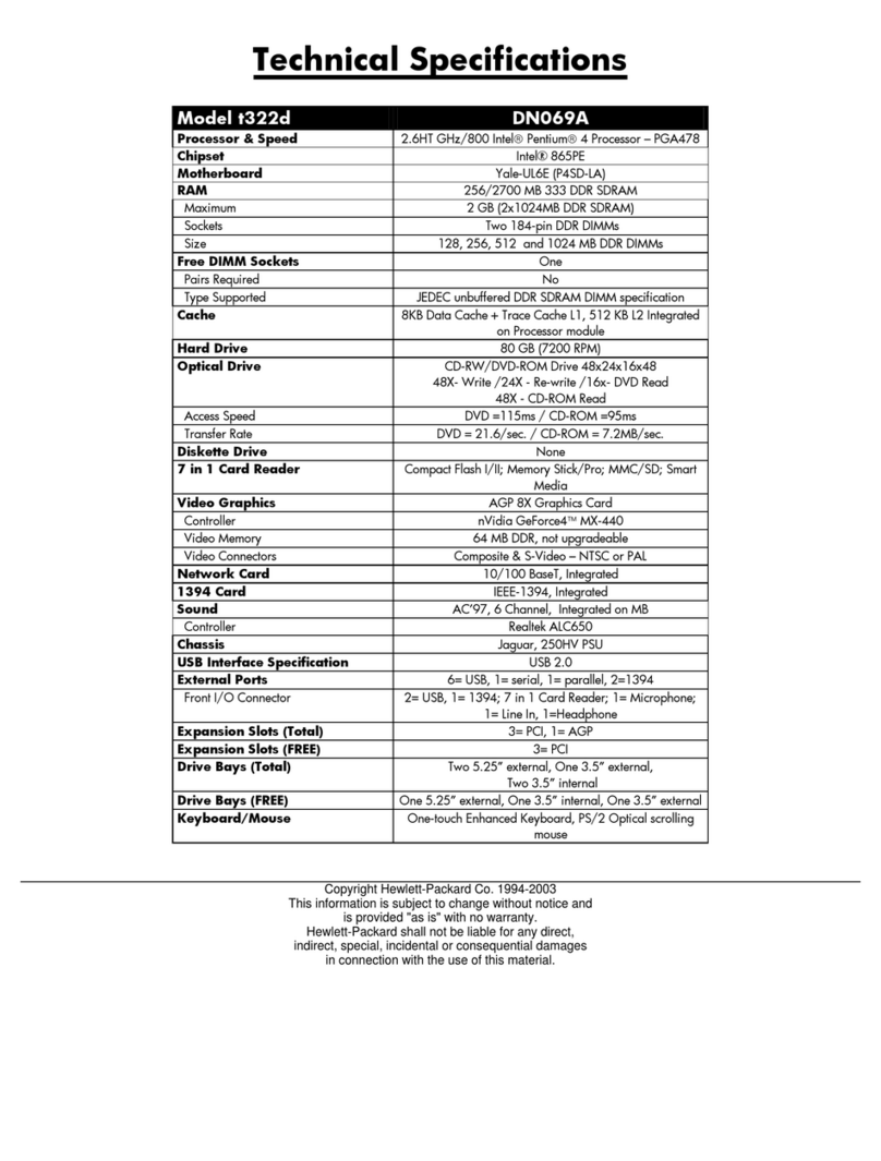 HP Pavilion t322 User manual
