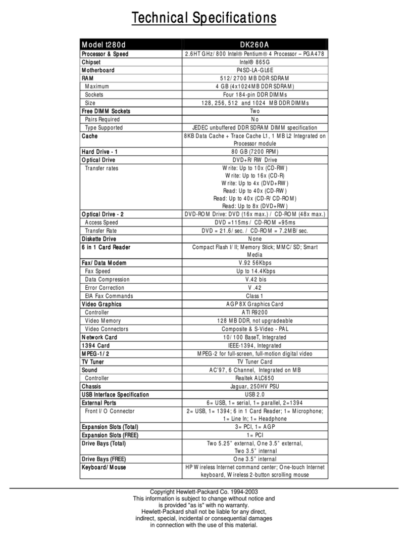 HP Pavilion t280 User manual