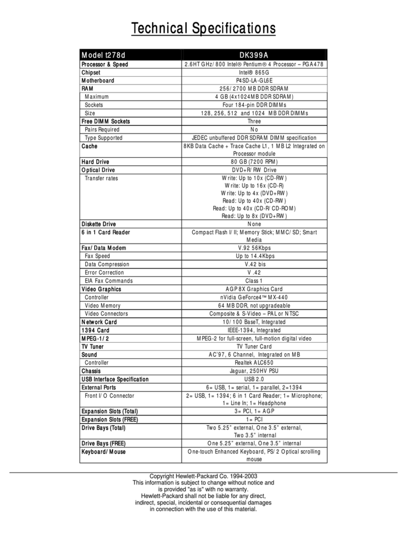 HP Pavilion t278d User manual HP Pavilion t278d User manual