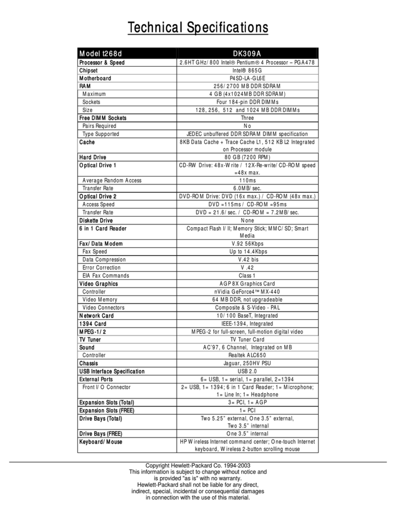 HP Pavilion t268d User manual