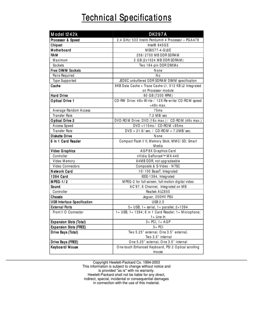 HP Pavilion t242k User manual
