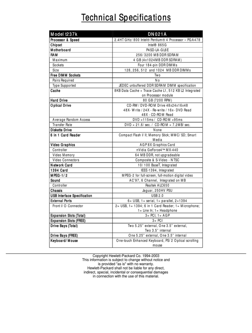 HP Pavilion t237k User manual