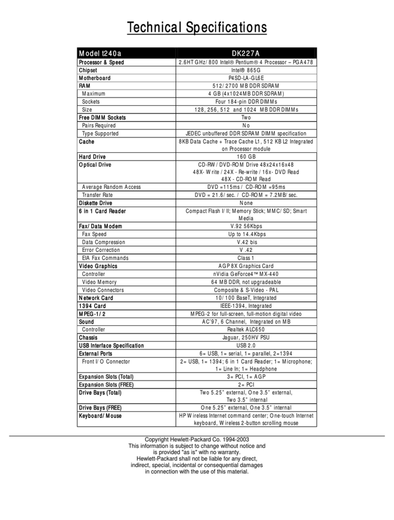 HP Pavilion t240 User manual