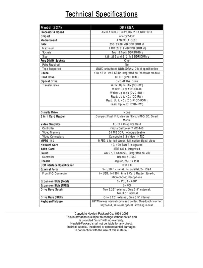 HP Pavilion t227k specification