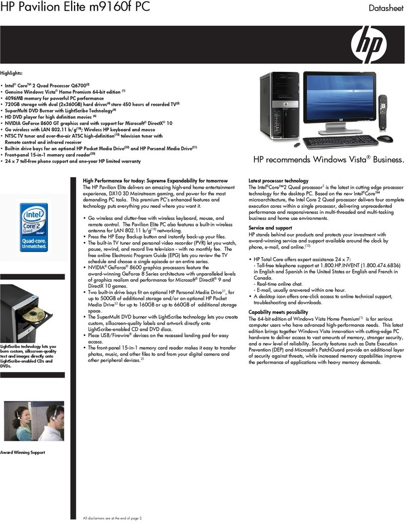 HP m9160f - Pavilion - Elite User manual HP m9160f - Pavilion - Elite User manual