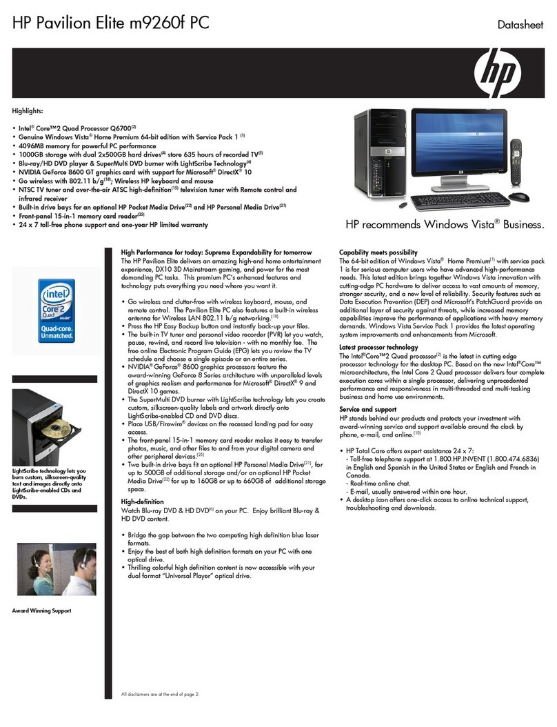 HP m9260f Pavilion Elite User manual HP m9260f Pavilion Elite User manual