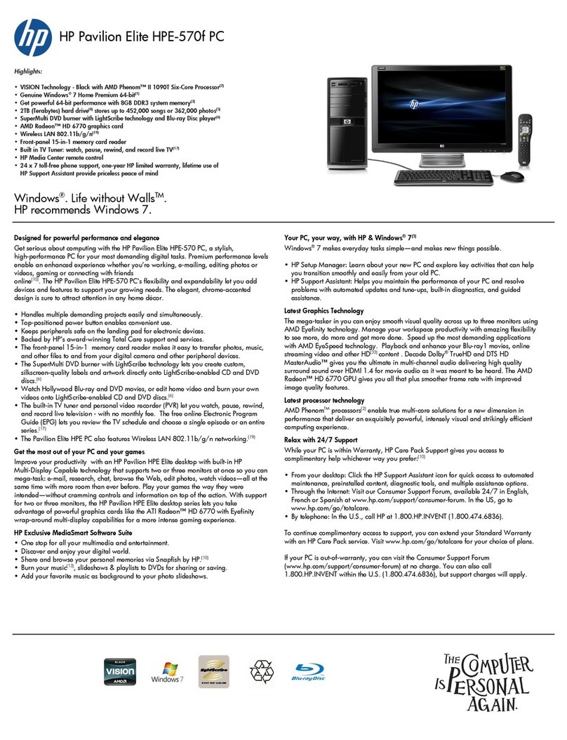 HP Pavilion Elite HPE-570 User manual