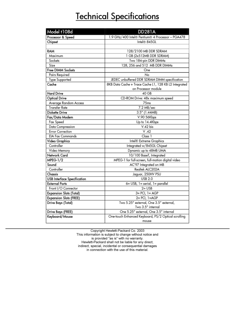HP Pavilion t108 User manual