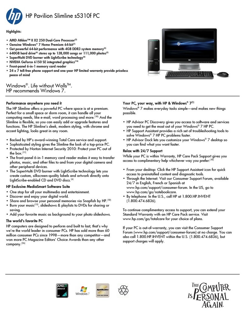HP Pavilion Slimline s5310f Specifications