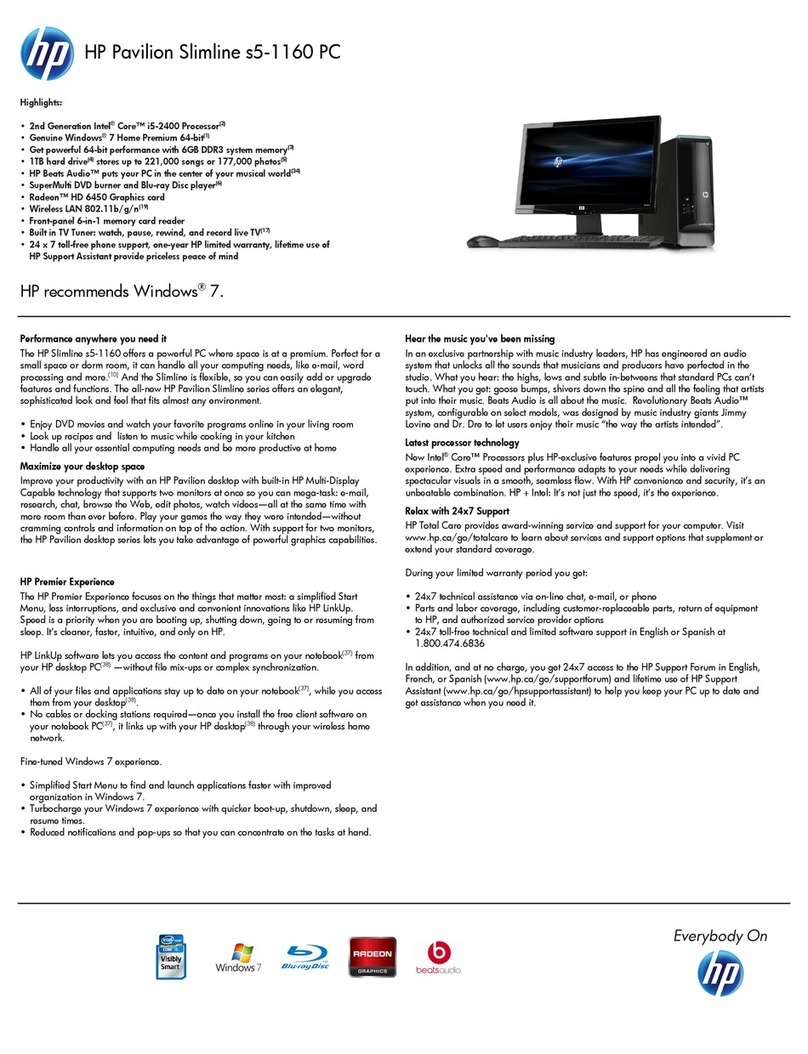 HP Pavilion Slimline s5-1160 Specifications