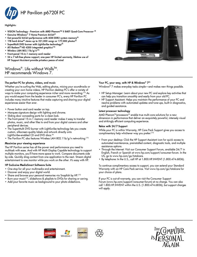 HP Pavilion p6720f Specifications