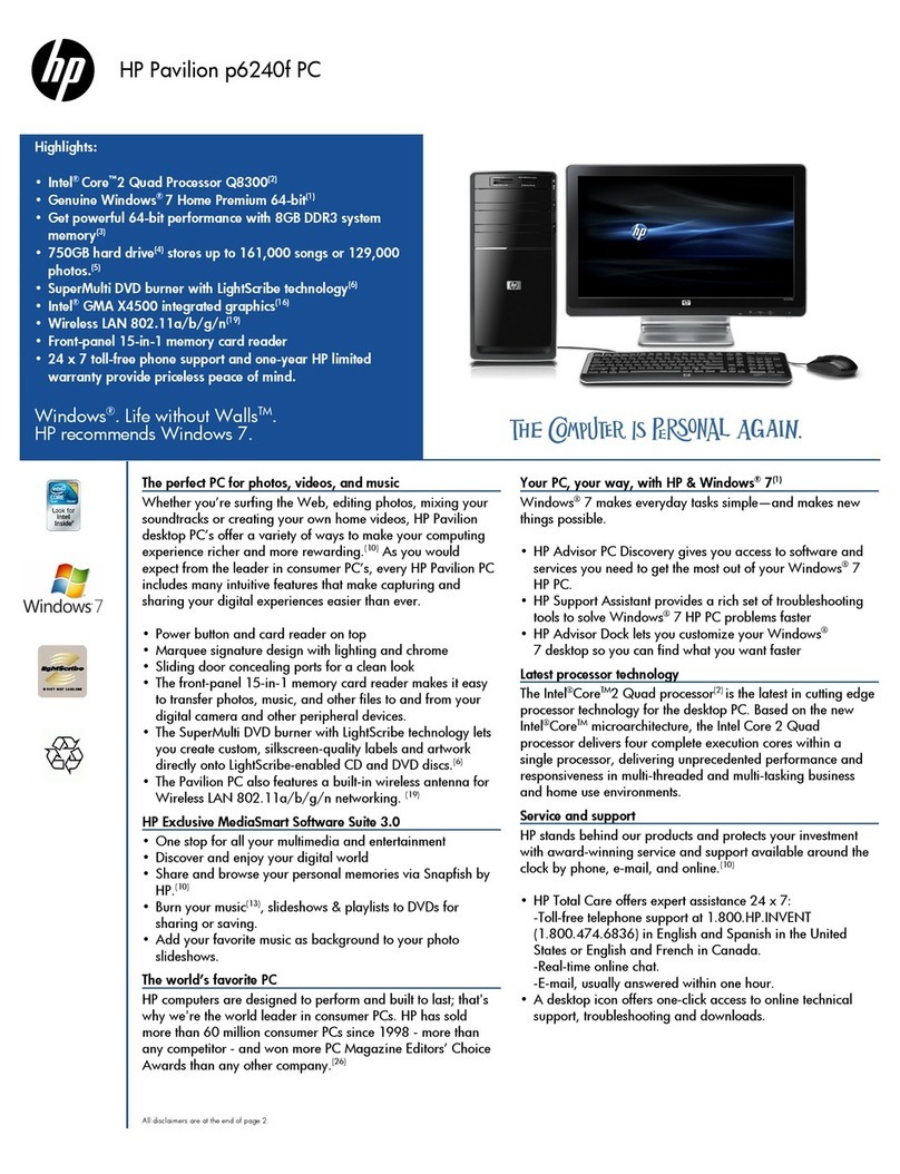 HP P6240f - Pavilion - 8 GB RAM User manual