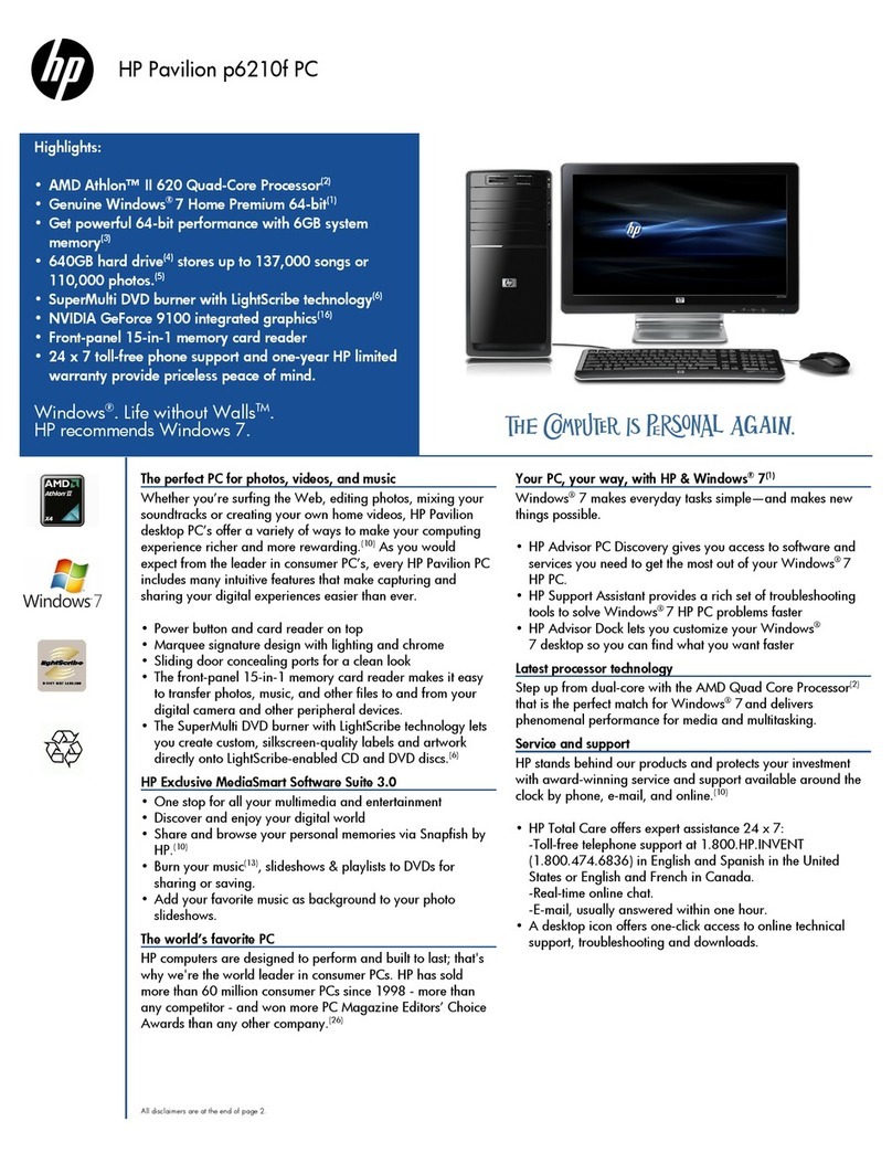 HP Pavilion p6210f User manual