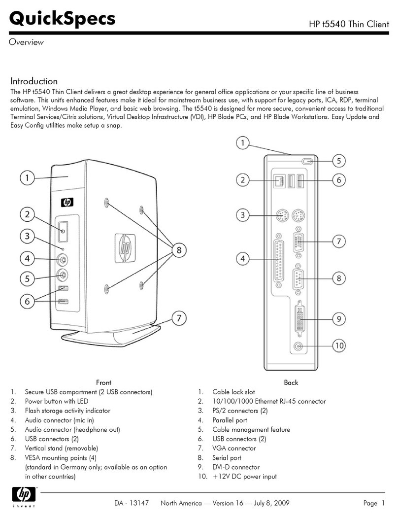 HP T5540 - Thin Client - 512 MB RAM User instructions