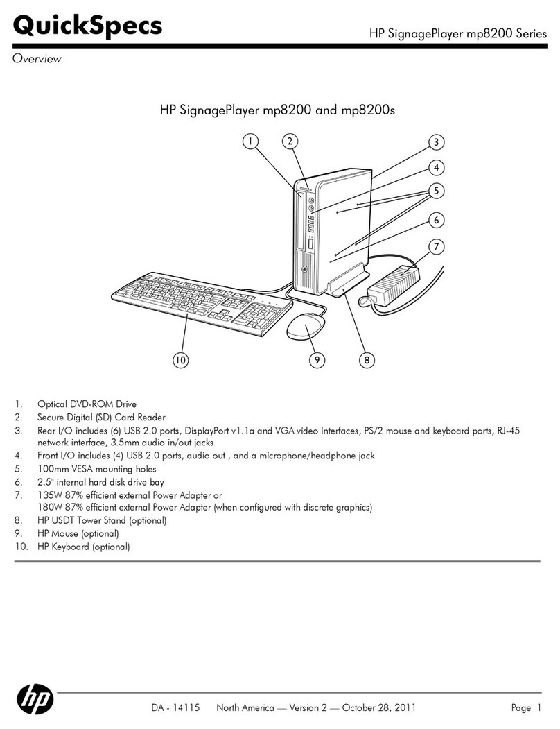 HP SignagePlayer mp8200 Quickspecs