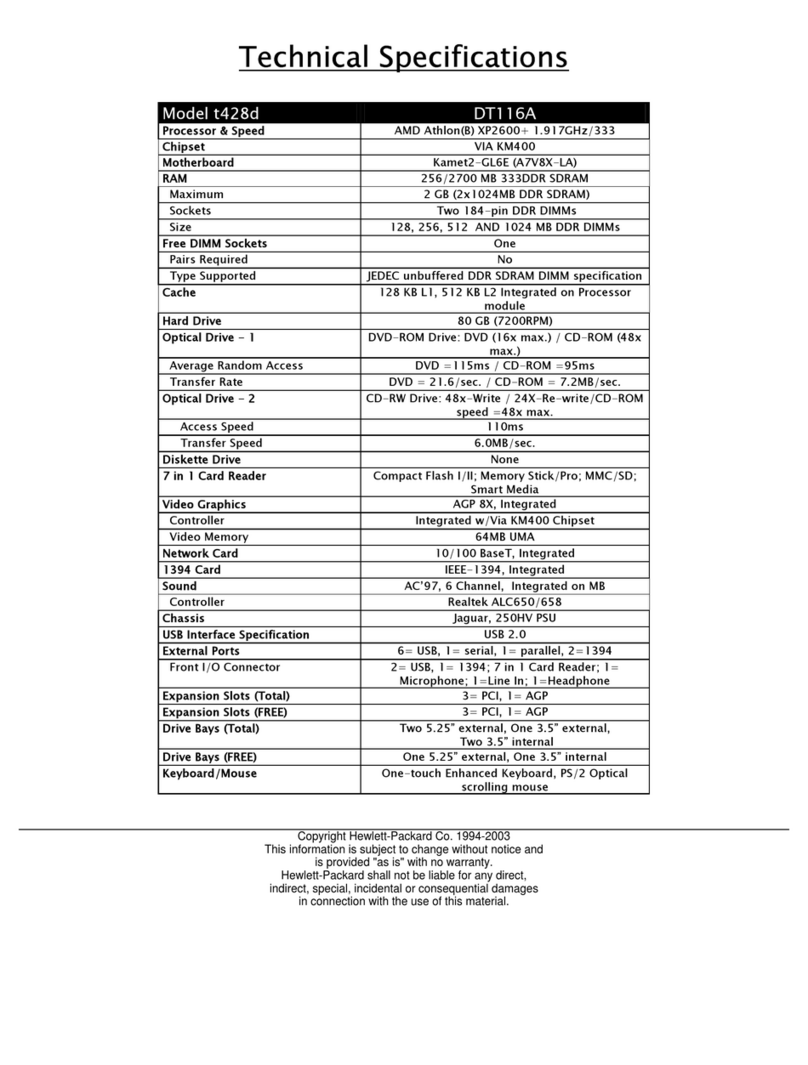 HP Pavilion t428d User manual