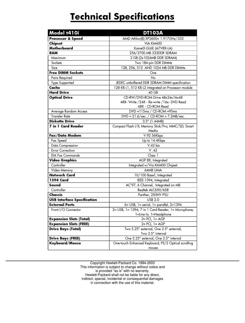 HP Pavilion t410i User manual