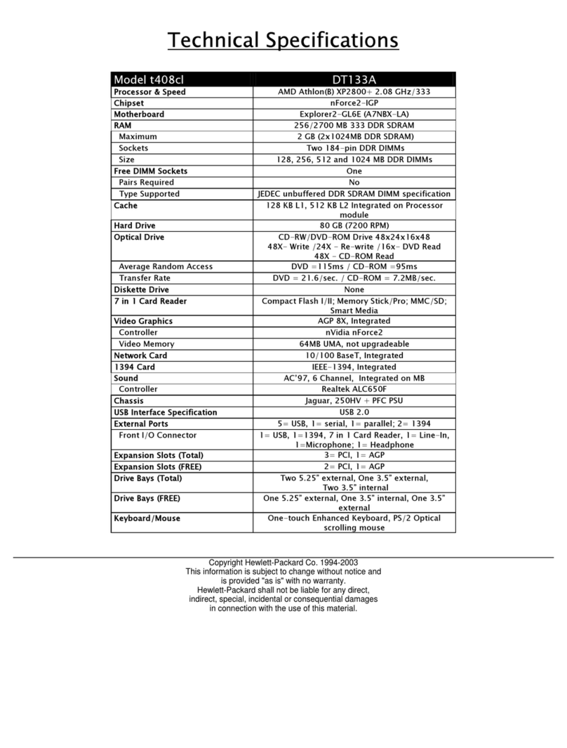 HP Pavilion t408cl User manual
