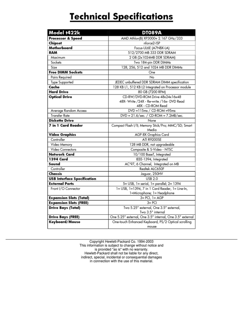 HP Pavilion t422k User manual