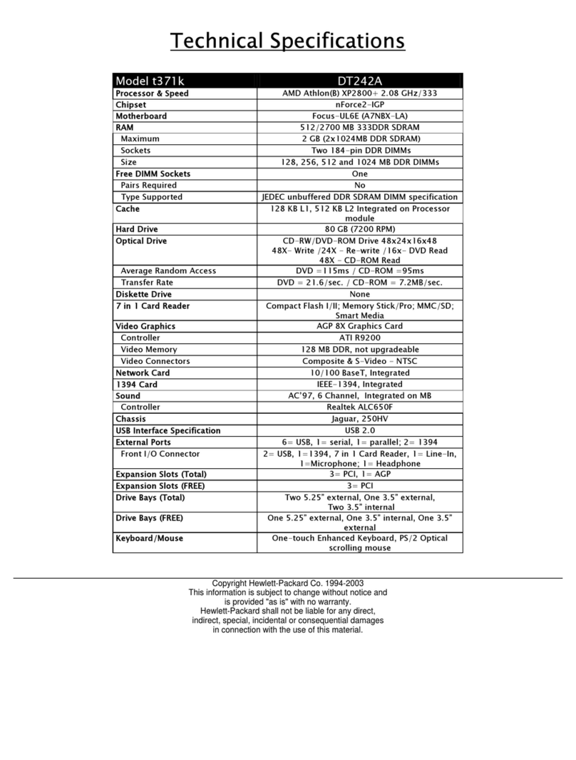 HP Pavilion t371k User manual
