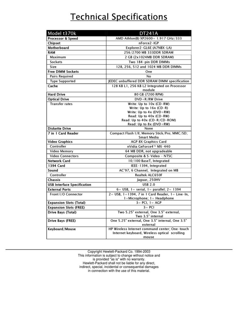HP Pavilion t370 User manual HP Pavilion t370 User manual