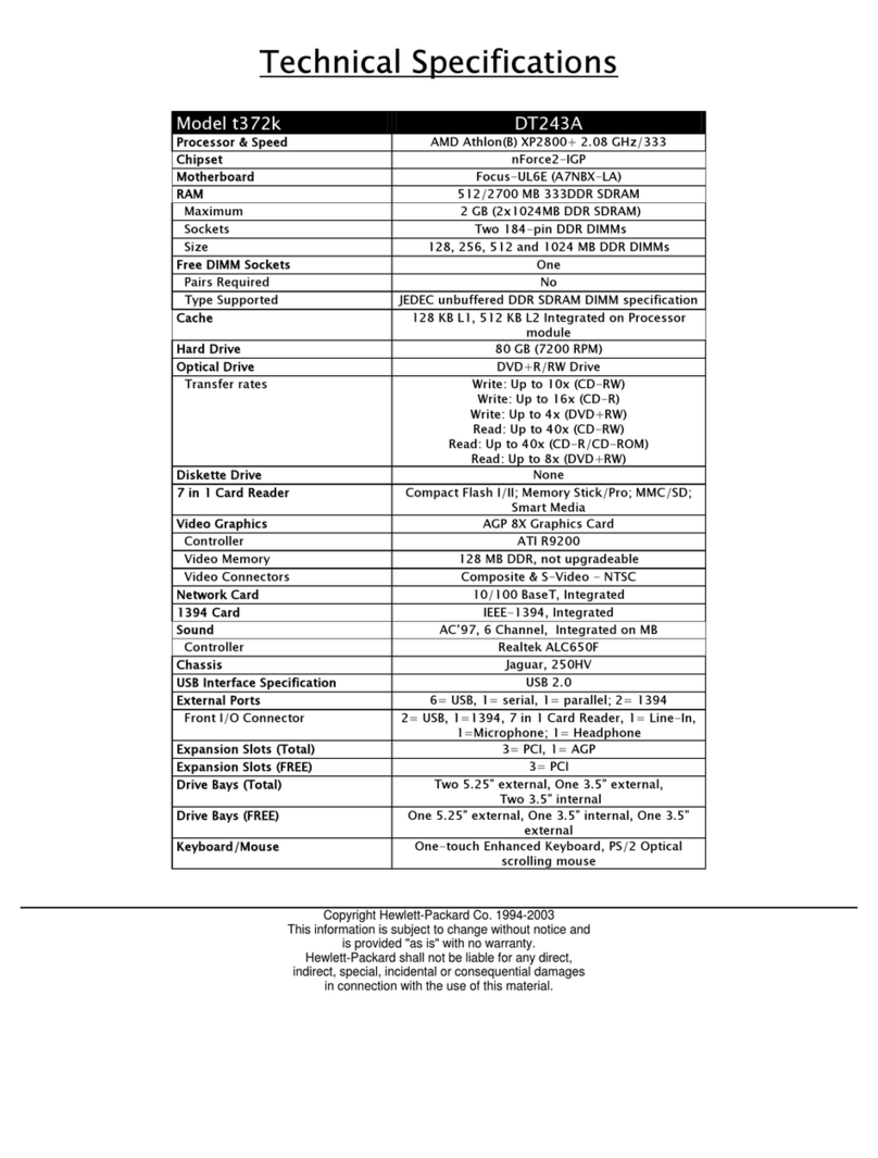 HP Pavilion t372k User manual